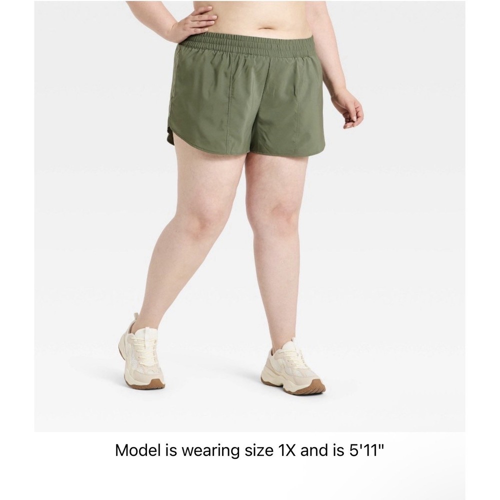 All in Motion Women's Woven MidRise Shorts 4" Sage Green Size 2x Lightweight NWT